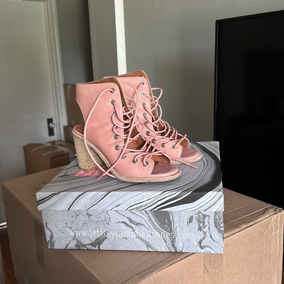 Pink Lace Up Heels - Picture 1 of 4